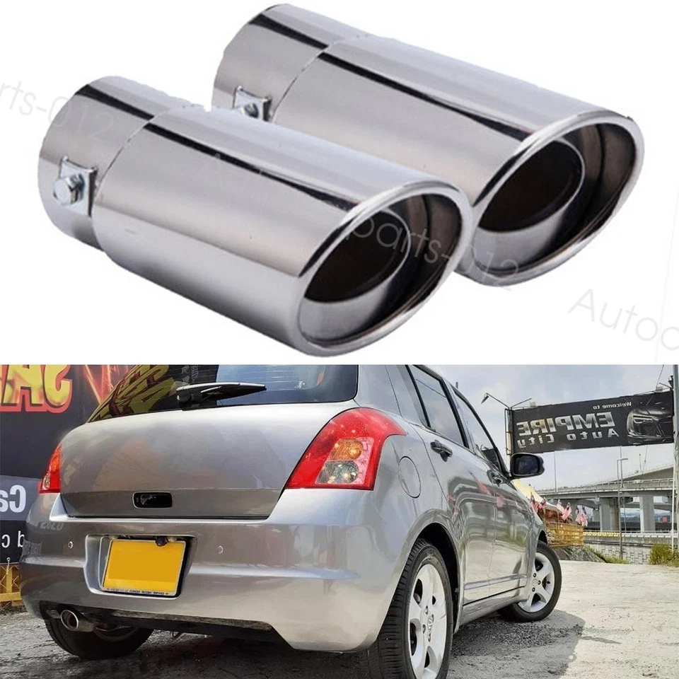 Chrome Rear Exhaust Trim Tip Throat Muffler Tail Stainless Pipe For Suzuki Swift - Image 1 of 4