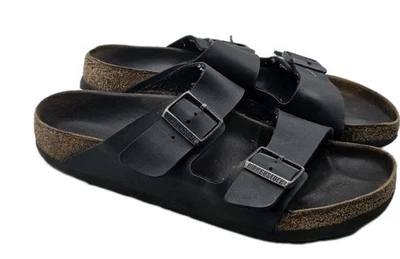 Sandalias Birkenstock Arizona para hombre talla 40 cuero negro corcho dos correas sin cordones Foto 1 de 4
