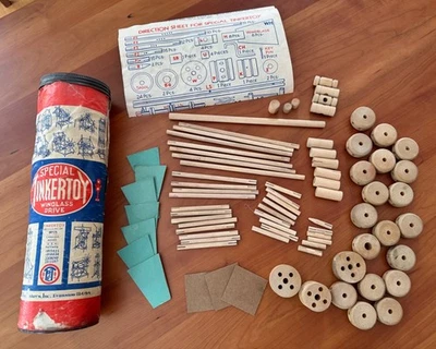 Vintage Special Tinkertoy Windlass Drive Incomplete Set w/ Instructions 1950s - Image 1 of 4