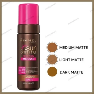 Rimmel London Sun Shimmer Self Tan Mousse 150ml Available In Light, Medium,Dark - Picture 1 of 8