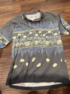 Vintage Greg Norman Collection Reebok Golf Polo Shirt, Mens Large,All Over Print - Picture 1 of 6