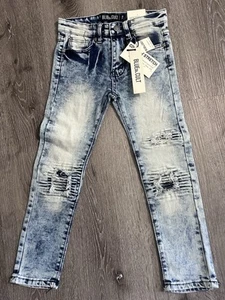 BLUE CULT Little Boys Distressed Jeans SIZE 7 STRETCH Blue Denim Crinkle NEW - Picture 1 of 18