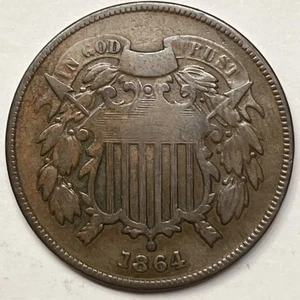 1864 Zwei Cent Stück 2C. Typ Münze. Schöne Münze! - Bild 1 von 2