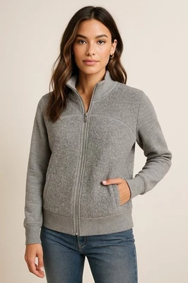 Jaqueta de Lã Lululemon Feminina Destaque Sherpa Cinza Tamanho 8 - Imagem 1 de 4