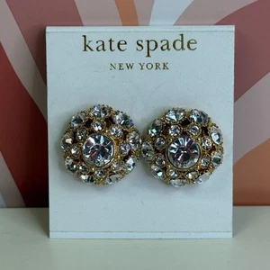NWT Kate Spade Putting On The Ritz Cluster Crystal & Gold Earrings - Picture 1 of 5