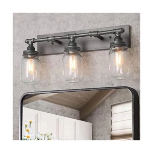 Farmhouse Bathroom Light Fixtures, 3-Light Rustic Mason Jar Vanity Lights for... - Picture 1 of 7