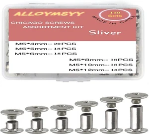 110 Sets Chicago Screws Leather Rivets Kit for Binding Screws Trim and Repair - Picture 1 of 7