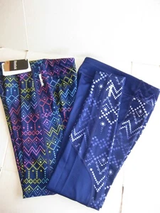 Neu mit Etikett Reebok Sport bedruckte enge Leggings Mädchen Hose blau/lila/bunt - Bild 1 von 13