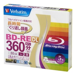 Verbatim Mitsubishi 50GB 2x Speed Blu-ray Re-Writable Disk 5 pcs VBE260NP5V1 NEW - Picture 1 of 2