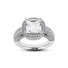 2.49 CT E SI2 Princess Natural Certified Diamonds Platinum Halo Engagement Ring