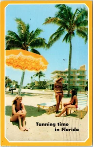 Postcard Hot young Women Blondes twins? Brunette Tanning Time in Florida 1983 - Picture 1 of 2
