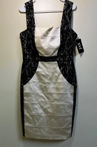 Nuevo con etiquetas Vestido de Cóctel Jax Elastizado Marfil y Negro Encaje Lentejuelas Bodycon Talla 14 - Imagen 1 de 10