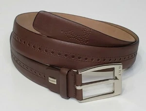 Sarar echt braun Leder genäht Gürtel Herren 40W x 1,25" Edelstahl Schnalle EUC - Bild 1 von 9