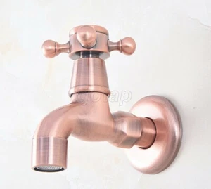 Red Copper Cross handle Mop Pool Sink Tap Single Cold Laundry Faucet Gav330 - Picture 1 of 9
