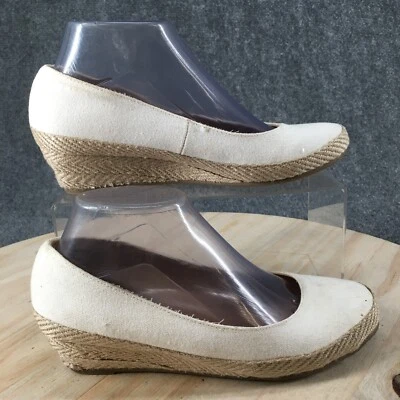 American Eagle Heels Womens 7 Espadrille Pump Slip On 166704 White Fabric Casual - Image 1 of 4