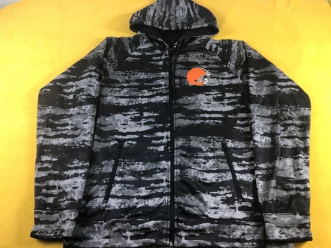NICE NFL Cleveland Browns Black/Gray Camo Zip Up Hoodie Sweatshirt Women L shirt Cover