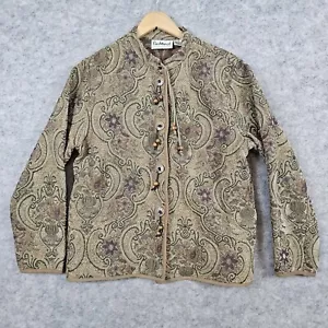 Flashback Women's Tapestry Jacket Size M Button Front Beads Pockets Floral - Picture 1 of 11