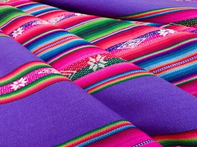 Purple Andean Blanket, Yoga Blanket, Multicolor Peru Bolivia Fabric, Aguayo - Image 1 of 4