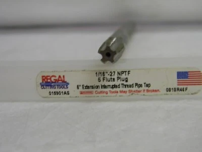 Regal Extension  Pipe Plug Tap 1/16-27X6" 5FL HSS R015901AS - Image 1 of 3