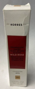 Korres Wild Rose Brightening Second-Skin Foundation SPF15 WRF3 1.01 fl oz /30 ml - Picture 1 of 2