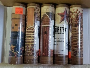 Americana Folk Art Stars Berries Outhouse Basket On Sure Strip Wallpaper Border - Picture 1 of 5