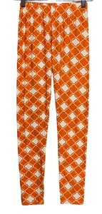 Tween Leggings Girls One Size Geo Print Orange Ivory Buttery Soft Stretch READ - Picture 1 of 8