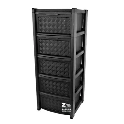 CASSETTIERA ARIANNA 5 CASSETTI EFFETTO RATTAN COLORE GRAFITE CM 39X39X101,5 H - Immagine 1 di 2