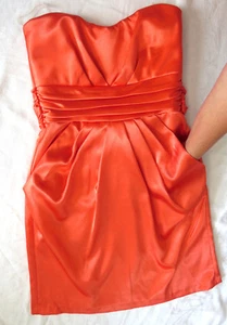 Mini Vestido de Regreso a Casa Teeze Me Coral Naranja Rosa Satén Cóctel Fiesta BOLSILLOS 5 - Imagen 1 de 6