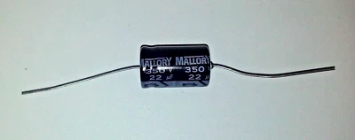 Mallory 22uF (20uF Sub) 350V Electrolytic Capacitor Axial Leads USA Seller