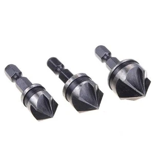 3 Pcs Hex 1/4" 12mm 16mm 19mm Shank 5 Flutes Edge 90? Hcs Countersink Drill Bits - Picture 1 of 10