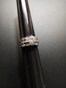 Sterling And CZ Sz 6 Wedding Set Of 3 - Picture 1 of 9