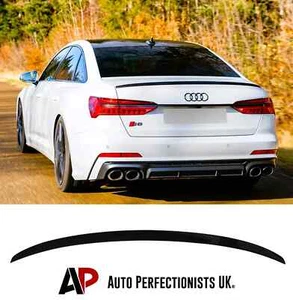 Audi A6 S6 C8 Saloon Gloss Black Rear S4 Style Boot Lip Spoiler Wing Kit 2018+ - Picture 1 of 11
