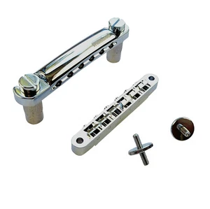 Wilkinson Tune-O-Matic Bridge w/ M4 Posts + Tailpiece Gibson Les Paul, Chrome - Picture 1 of 5