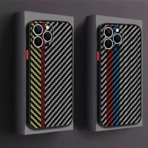 Coque Rigide Mince Fibre Carbone Antichoc Pour iPhone 16 Pro Max 15 14 13 12 11 - Zdjęcie 1 z 18