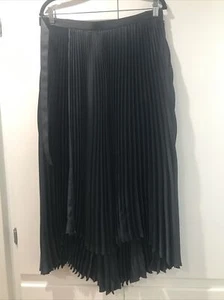 Uniqlo J Jil Sander Pleated Wrap Skirt Satin Modern Elegance 10 Black - Picture 1 of 7