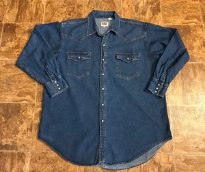 Vintage Ely Cattleman Denim Shirt Mens 2XL (XXL) Pearl Snap Western Long Sleeve - Picture 1 of 10