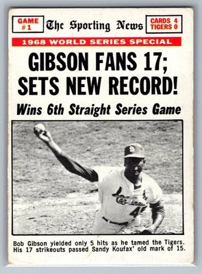 1969 Topps - 1968 World Series Bob Gibson #162 - HOF MUITO BOM ESTADO-EX *TEXCARDS* - Imagem 1 de 2