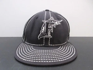 Florida Marlins Hat Cap Fitted Mens 7 1/4 Black White MLB Baseball Miami New Era - Picture 1 of 8