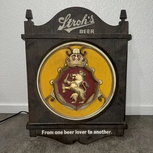 Strohs Bier Vintage beleuchtet Brauer Display Schild FUNKTIONIERT - Bild 1 von 10