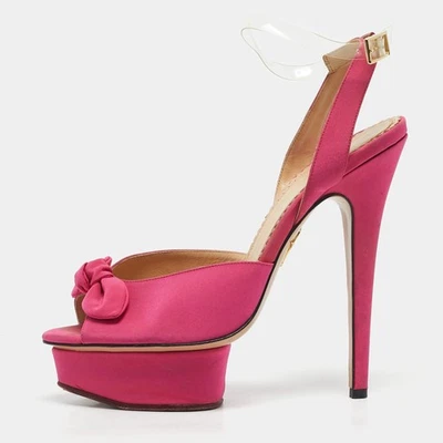 Sandalias Charlotte Olympia Rosa Satén Serena Correa al Tobillo Talla 39 Foto 1 de 4