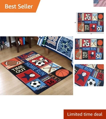 Cartoon Sports Area Rug - Durable Non-Slip Nylon Carpet for Playrooms 39''x51'' - Image 1 of 4