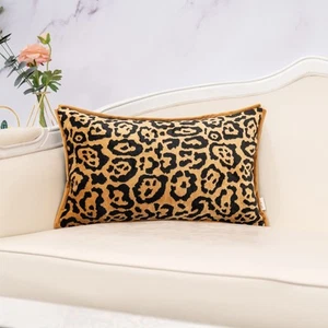 Leopard Velvet Lumbar Throw Pillow Cover Black and Gold 12 x 20 Gold Leopard - Picture 1 of 7
