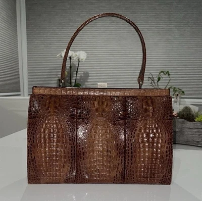 Luxurious VINTAGE Horn-Back Alligator Skin Bag From The 60’s ~ Brown ~ Gorgeous! - Image 1 of 4