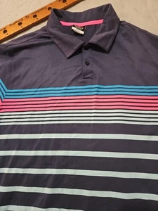 Nike Polo Shirt Men XL Blue Golf Tour Dri-fit Striped Preppy Stretch Casual  - Picture 1 of 12