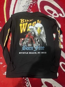 Men’s M 2012 Bike Week Myrtle Beach, SC BORN FREE Eagle Flame Hits Long Sleeve - Picture 1 of 10