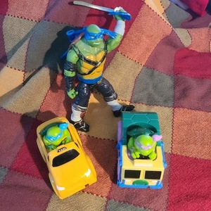 TMNT Teenage Mutant Ninja Turtles Action Figure Lot Of 3 Leonardo Rad Rip Racers - Picture 1 of 15