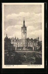 Schwerin i. M., Schloß vom Burggarten aus, Ansichtskarte 1926 - Picture 1 of 2