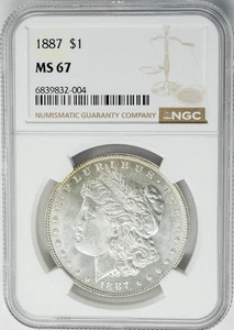 1887 Morgan Silver Dollar $ MS67 NGC 950790-15 - Picture 1 of 5