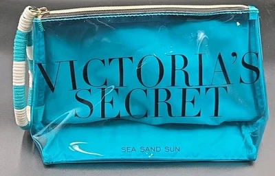 Bolsa de maquiagem Victoria's Secret Sea Sand Sun acessórios bolsa tote com zíper azul-petróleo nova - Imagem 1 de 4