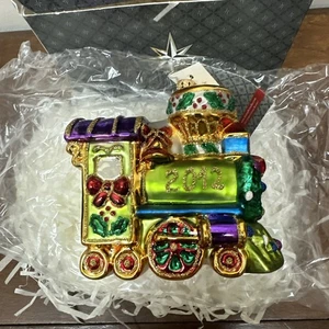 Christopher Radko 2012 Danbury come nuovo Jolly Holiday treno ornamento in vetro con scatola - Foto 1 di 11